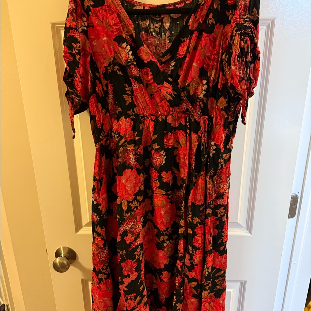 Torrid Red and Black Floral Dress